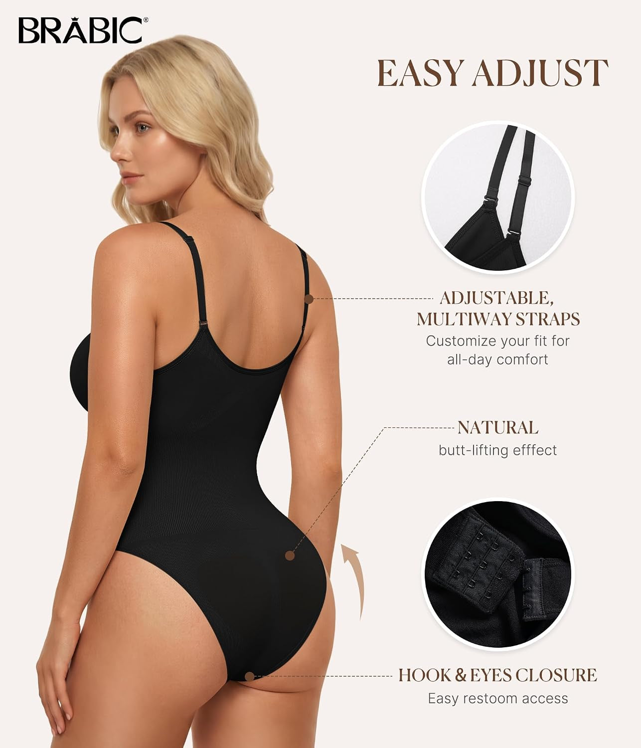 Womens' Seamless Sleeveless V-Neck Bodysuit Shapewear Tummy Control